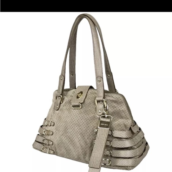 Jimmy Choo Silver Tan PythonTop Handle Bag - Picture 6 of 13